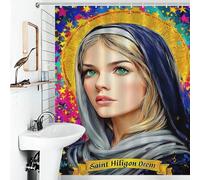 RUIOQAW Saint Hiligon Rideau de douche en polyester épais et durable pour salle de bain Portrait céleste 143 x 180 cm