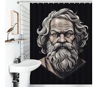 RUIOQAW Socrates Rideau de douche en polyester imperméable moderne hydrofuge pour baignoire/cabine de douche Motif philosophe grec 136 x 180 cm