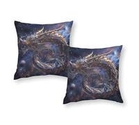 RUIOQAW Taie d'oreiller carrée Standard Respirante 18" x 18" avec Motif de Dragon Galactique - Grande taie d'oreiller 45,7 x 45,7 cm (18" x 18") - Décoration pour canapé, Chambre, Voiture ou fêtes