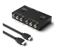 RuiPuo Convertisseur AV vers HDMI à 2 Ports, Adaptateur Double RCA HDMI, Adaptateur Composite vers HDMI Prend en Charge 16:9/4:3, Compatible avec Les lecteurs WII/N64/PS1/PS2/PS3/VHS/VCR/DVD, etc. (2