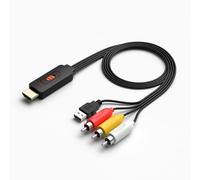 RuiPuo Convertisseur HDMI vers RCA, adaptateur HDMI vers AV/composite/vidéo audio compatible PAL/NTSC compatible avec Roku, Fire Stick, Apple TV, DVD, lecteur Blu-ray, STB