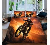 Ruiqieor Housse de Couette 140x200cm Motif VTT Parure de lit 140x200 cm avec 2 taies 65x65cm,#5,Ensembles de Housses de Couette en Microfibre brossée Douce