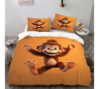 Ruiqieor Housse de Couette 200x200cm Motif Singe Orange Parure de lit 200x200 cm,#11,Ensembles de Housses de Couette en Microfibre brossée Douce