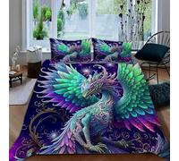 Ruiqieor Housse de Couette 200x200cm Vert Pourpre Bleu Motif Boho Phoenix Parure de lit 200x200 cm,#2,Draps pour Enfants imprimés en 3D à partir d'animaux
