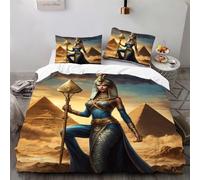 Ruiqieor Housse de Couette 220x240cm Motif du Sceptre du Pharaon égyptien Parure de lit 220x240 cm avec 2 taies 65x65cm,#3,Housse de Couette pour garçons et Filles