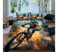 Ruiqieor Parure de lit 200x200cm Motif VTT Housse de Couette 200x200 cm avec 2 taies 65x65cm,#5,Ensemble de literie en Microfibre pour Adolescents