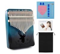 RUIQINQI Kalimba Piano à pouce portable Mbira piano à doigts Kalimba 21 touches Instruments de musique piano de poche avec marteau d'accordage et souvenir d'instructions pour musiciens (bleu)