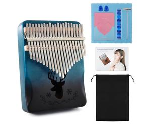 RUIQINQI Kalimba Piano à pouce portable Mbira piano à doigts Kalimba 21 touches Instruments de musique piano de poche avec marteau d'accordage et souvenir d'instructions pour musiciens (bleu)