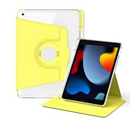RuiRdot Etui Compatible avec iPad 7/ iPad 8/iPad 9 10.2", 360 Degree Rotate Folio Stand Clear Back with Multiple Viewing Angles Protective Cover (Yellow)