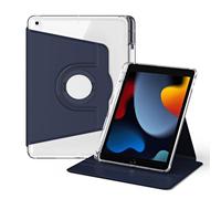 RuiRdot Etui Compatible avec iPad 7/ iPad 8/iPad 9 10.2", 360 Degree Rotate Folio Stand Clear Back with Multiple Viewing Angles Protective Cover (Black)