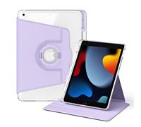 RuiRdot Etui Compatible avec iPad 7/ iPad 8/iPad 9 10.2", 360 Degree Rotate Folio Stand Clear Back with Multiple Viewing Angles Protective Cover (Purple)