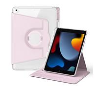 RuiRdot Etui Compatible avec iPad 7/ iPad 8/iPad 9 10.2", 360 Degree Rotate Folio Stand Clear Back with Multiple Viewing Angles Protective Cover (Pink)