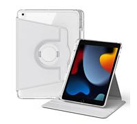 RuiRdot Etui Compatible avec iPad 7/ iPad 8/iPad 9 10.2", 360 Degree Rotate Folio Stand Clear Back with Multiple Viewing Angles Protective Cover (Grey)