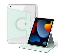 RuiRdot Etui Compatible avec iPad 7/ iPad 8/iPad 9 10.2", 360 Degree Rotate Folio Stand Clear Back with Multiple Viewing Angles Protective Cover (Green)