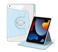 RuiRdot Etui Compatible avec iPad 7/ iPad 8/iPad 9 10.2", 360 Degree Rotate Folio Stand Clear Back with Multiple Viewing Angles Protective Cover (Light Blue)