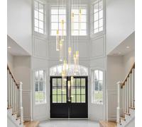 RuiRfh Grand lustre cristal escalier en colimaçon Suspension LED bulle K9 cristal longue barre lumineuse moderne haut plafond éclairage dimmable rond Suspension Lampe entrée escalier foyer villa