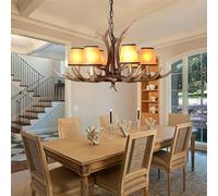 RuiRfh Lampe à suspension Antler E14 rétro style industriel Suspension Luminaire résine fer abat-jour 6 lumières hauteur réglable éclairage suspendu salle à manger salon café cuisine bar plafonnier lu