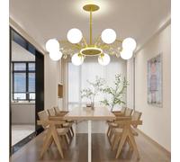 RuiRfh Lustre E27 Suspension Luminaire cristal Mid Century Abat-jour sphérique en verre Eclairage moderne Spoutnik Décoration Golden Branch Lampe Restaurant Chambre à coucher Salon Bar Café Plafonnier