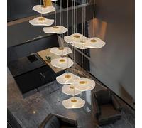 RuiRfh Lustre haut plafond de luxe en spirale dorée linéaire lotus suspension lumière moderne simple grand salon lustre design dimmable adapté pour porte entrée escaliers villa restaurant
