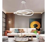RuiRfh Lustre Moderne LED Suspension Luminaire avec Anneau Irrégulier Blanc Lampe de Salon Dimmable Chic Éclairage Créatif 3000-6500K Plafonnier Convient pour Salle à Manger Chambre Cuisine Île Café H