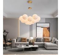 RuiRfh Lustre Restaurant Lumière Style Nordique Doré Spoutnik Suspension Élégante Boule Blanche 13 Lumières Encastré Plafonnier G9 Lampe Suspendue Créative Globe Cuisine Salon Chambre Chambre d'Enfant