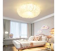 RuiRfh Plafonnier E27 personnalité créative nordique plume romantique restaurant Lampe plafond salon tissu plafonnier pour chambre d'enfant suspension princesse chambre Lampe de Plafond(40CM)