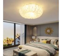 RuiRfh Plafonnier E27 plafond de plumes blanches semi-encastré créatif Suspension Luminaire romantique restaurant décoration éclairage chambre d'enfant salon chambre hôtel chic Lampe de Plafond(40CM)
