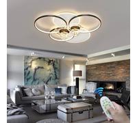 RuiRfh Plafonnier LED moderne créatif en forme d'anneau pour salon lustre à intensité variable en métal doré avec télécommande fonction veilleuse éclairage adapté chambre d'hôtel cuisine salle d'étude