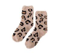 RUIRUILICO Chaussettes Chaude Femme Imprimé Léopard Thermiques Chaussette en Corail Polaire Automne Hiver Mignon Épaisses Douces Confortable Chaussettes Mi-Mollet