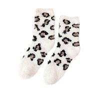 RUIRUILICO Chaussettes Hiver Femme Chaude Imprimé Léopard Chaussette en Corail Polaire Thermiques Mignon Épaisses Douces Confortable Chaussettes Mi-Mollet Doux
