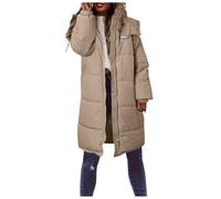 RUIRUILICO Doudoune Femme Longue Chaud 2024 Hiver Parka a Capuche Décontracté Zippé Manche Longue Chic Doudounes avec Poches Maxi Manteau Femme Hiver