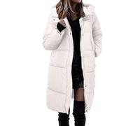 RUIRUILICO Doudoune Femme Longue Chaud 2024 Hiver Parka a Capuche Décontracté Zippé Manche Longue Chic Doudounes avec Poches Maxi Manteau Femme Hiver