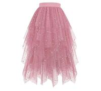 RUIRUILICO Jupe Tulle Femme Irrégulier Superposée Ballet Prom Tutu à Volants Fluide Robe Plissée A-Line Taille Haute Festival Carnaval Soirée Costume Tutu Adulte
