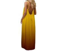 RUIRUILICO Robe Longue Femme Tie-Dye Dos Nu Bohème Robes en Lin Bretelles Spaghetti Légèr Robe de Plage Vacances Éte 2026 Décontracté Confortable Dress