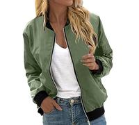 RUIRUILICO Veste Femme Mi Saison Décontracté 2025 Automne Bomber Classique Manche Longue Veste de Sport Ample Léger Blouson Couleur Unie