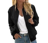 RUIRUILICO Veste Femme Mi Saison Décontracté 2025 Automne Bomber Classique Manche Longue Veste de Sport Ample Léger Blouson Couleur Unie