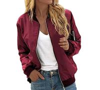 RUIRUILICO Veste Femme Mi Saison Décontracté 2025 Automne Bomber Classique Manche Longue Veste de Sport Ample Léger Blouson Couleur Unie