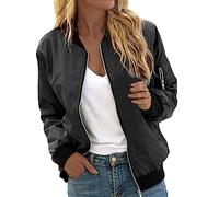 RUIRUILICO Veste Femme Mi Saison Grande Taille Décontracté Classique Bomber Zippé Manche Longue Veste de Sports Outwear Ample Léger 2024 Automne Hiver Blouson