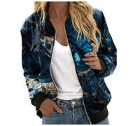 RUIRUILICO Veste Femme Mi Saison Grande Taille Décontracté Classique Bomber Zippé Manche Longue Veste de Sports Outwear Ample Léger 2024 Automne Hiver Blouson