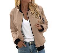 RUIRUILICO Veste Femme Mi Saison Grande Taille Décontracté Classique Bomber Zippé Manche Longue Veste de Sports Outwear Ample Léger 2024 Automne Hiver Blouson