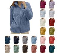 RUIRUILICO Veste Polaire Femme Zippé Col Montant Chaud Gilet Imitation Peau de Mouton Hiver Manches Longues Décontracté Classique Sherpa Manteaux Couleur Unie