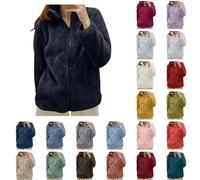 RUIRUILICO Veste Polaire Femme Zippé Col Montant Chaud Gilet Imitation Peau de Mouton Hiver Manches Longues Décontracté Classique Sherpa Manteaux Couleur Unie
