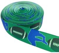 RUIRUIMING 9,1 m de ruban de satin imprimé ballon athlétique de 2,2 cm, pour emballage cadeau, nœuds en ruban, loisirs créatifs, décoration (vert football)