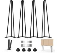 RUIRUIMING Lot de 4 pieds de table robustes en épingle à cheveux de 96,5 cm - Tiges en acier de 1 cm avec capacité de 362,9 kg pour tables basses, bancs, bureaux et tables de chevet (noir)
