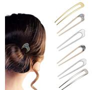 RUIRUIMING Lot de 6 épingles à cheveux françaises en forme de U en métal doré argenté marbre vintage pour femmes et filles