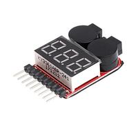 ruiruiNIE testeur de Batterie Alarme de Buzzer Basse Tension, Batterie de Bateau RC 1-8S Lipo/Li-ION/Fe 2 en 1 testeur LED indicateur de Basse Tension testeur vérificateur