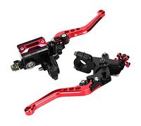 RUIRUIY Leviers d'embrayage de Frein de Moto universels 7/8in, Ensemble de poignée de leviers d'embrayage de Pompe supérieure de Frein réglable hydrauliquement (Rouge)