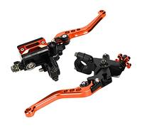 RUIRUIY Leviers d'embrayage de Frein de Moto universels 7/8in, Ensemble de poignée de leviers d'embrayage de Pompe supérieure de Frein réglable hydrauliquement (Orange)