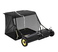 Ruiseawing Balai à gazon remorqué de 127 cm, capacité du sac trémie de 27 m³; récupérateur de feuilles et d'herbe, avec hauteur de brosse réglable et décharge de la poignée du siège