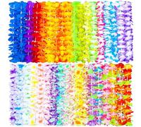 Ruisita Lot de 36 guirlandes hawaïennes décoratives de fête - 36 couleurs - Collier hawaïen coloré - Pour fête sur le thème de Luau, plage, vacances, décorations d'anniversaire